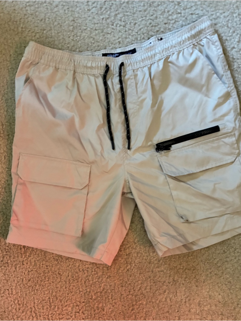 Brooklyn Cloth Beige Cargo Shorts with Black Accents